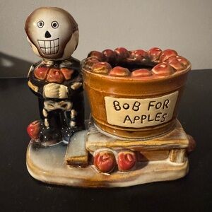 Yankee Candle Skeleton Bobbing for Apples Ceramic Figurine candle holder